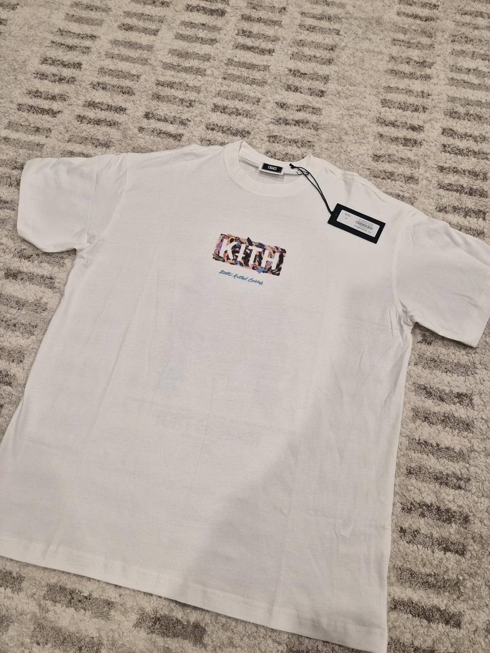 Kith White Short Sleeve Tee with Multicolor Logo